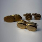 Vintage Cuff Links Lot Gold Tone Oval Round Mid Century Hickok