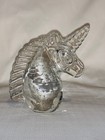 Vintage Unicorn Head Art Glass Hand-blown Clear Glass Paperweight Shelf Decor