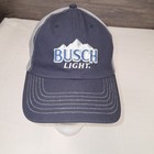 Busch Light Hat Ball Cap Snapback Blue Gray Unstructured Beer Embroidered Logo