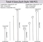 Pandahall 800pcs 304 Stainless Steel Head Pins Flat Head Pins Eye Pin Set For Ea