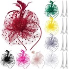 8 Pcs Women s Fascinator Hats Set - Tea Party   Derby Headbands With Veil   Feat
