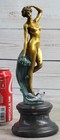Original Miguel Lopez Tall Nude Lean Woman Bronze Sculpture Marble Base Statue