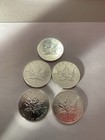 Total Of 5 - 2013 Canada 9999 Silver 1 Oz Maple Leaf  5 Coin Elizabeth Ii