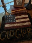 Primitive Hand Hooked Rug  old Glory 