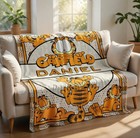 Personalized Lazy Orange Cat Flannel Blanket Cartoon Gift