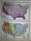 Rare Antique 1875 Geological   Climatological Map Of The United States