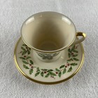 Lenox Holiday  dimension  One  1  Footed Tea Cup   Saucer Set Fine China Usa