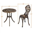 3pcs Patio Table Chairs Furniture Bistro Set Cast Aluminum Outdoor Garden Bronze
