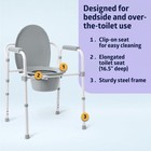 Medline 3-in-1 Steel Bedside Commode  Standard Seat  Sturdy Folding Frame  7 5 Q