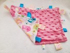 Security Blanket Colorful Handmade 10x8  Pink Minky Dot Plush Baby Lovey Owl Tag