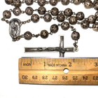 Vintage Silver Tone Rosebud Bead Rosary Italy Roma 45 