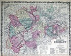 1860 Johnson Map Germany Frankfort Westphalia Hessen Bavaria Munich Baden Weimar