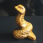 Carved Gemstone Crystal Golden Tiger Eye Snake Figurine Animal Statue Decor