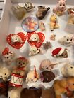 Lot Of 50  Flocked Fuzzy Teddy Bear Miniatures Hallmark Russ Avon Josef Original