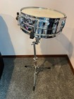 Ludwig Metal Snare Drum 8 Lug 14    Black White Badge Vintage W Stand Carry Case
