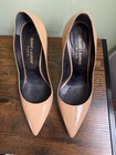 Saint Laurent Beige Patent Leather Pointed Toe Stiletto Pump Heels 6