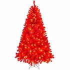 7ft Red Pre-lit Christmas Tree 400 Warm White Lights 10 Modes 1100 Pvc Branches