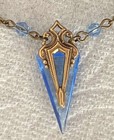 Vintage Necklace Art Nouveau Pendant Sap-phire Blue Antique Czech Glass