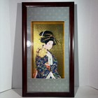 Large Japanese 3d Porcelain Geisha Girl Silk Kimono Framed Wall Art Decor