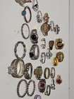 32 Vintage Costume Jewelry Ring Lot Unsigned Styles Estate Junk Drawer Find