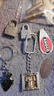 New Vtg Junk Drawer Lot Coins Keychains Jewelry Ashtray Finial Lego Marbles Tin