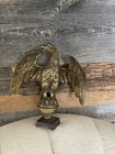 Antique Cast Bronze Eagle Flagpole Topper American Flag Late 19th - Early 20th C