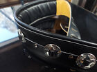 Iconic Premium Conchos 3 25  Wide Leather Padded Black Guitar Or Bass Strap V 3