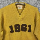 Vtg 60s Miller   Boerman 100  Wool Sweater Med  Varsity Sports    1961    V-neck Usa