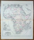 Antique 1885 Africa Map    Authentic Old Original Aj Johnson Copper Plate