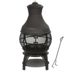 Bali Outdoors 22in Fireplace Wooden Tall Winter Heater Fire Pit Chimenea Black