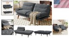Futon Sofa Bed Foldable Couch With Adjustable Backrest Armrests Grey 66 Inch