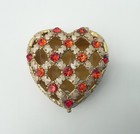 Fitz And Floyd  Rhinestone Red Gold Enamel Heart Trinket Box