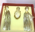 Gorham Germany Crystal Nativity Set Holy Family Gold Accents 3 Pieces Christmas