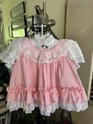 Vtg Cutest One Dress Pink Swiss Dot Lace Ruffles Baby Girl 12m Usa Made