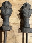 Antique Garden Pair Of Salvage Cast Iron Hose Guide Stakes Finial