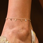 14k Gold Dangling Coin Anklet  Leaf Charm Anklet  Chain Ankle Bracelet  Body