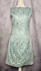 Vintage 1960s Malcolm Starr Cocktail Shift Dress Aqua Silver Floral Metallic S