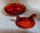 Hen On Nest Salt Red Glass Home Gift Collectible
