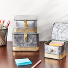 Decorative Metal Boxes W  Lids Silver   Gold Set Of 3