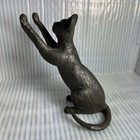 Vintage Cast Iron Black Cat Figure Doorstop Halloween Kitten Arched Back Decor