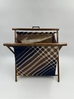 Vintage Stand Up Cloth Bag Folding Wood Sewing Knitting Yarn Craft Basket