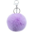 Unpafcxddyig 16 Pieces Pom Pom Keychains Soft Faux Rabbit Fur Silver Ring