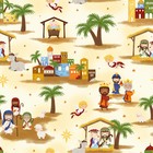 Away In A Manger Blue Stars Bty 44  Wide Christmas Quilt Fabric