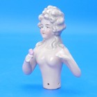 Vtg Half Doll Pin Cushion Porcelain Figurine Bathing Beauty German Hands Away