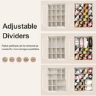 Foldable Shoe Organizer Box With Dividers Clear Cover Holds 16 Pairs Beige