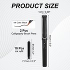 2pcs Calligraphy Brush Pens With 10pcs Ink Refill  Bright Black