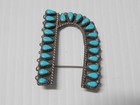 Vintage Old Pawn Navajo Indian Turquoise   Sterling Silver Initial Cluster Pin