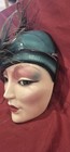 Vintage Clay Art Collection 1987 Glazed Ceramic  wall Mask Lady With Feathers Euc