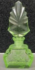 Uranium Glass Art Deco Vintage Lidded Glass Perfume Bottle     