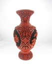 7  Chinese Black   Red Cinnabar Lacquer Blue Enamel Vase